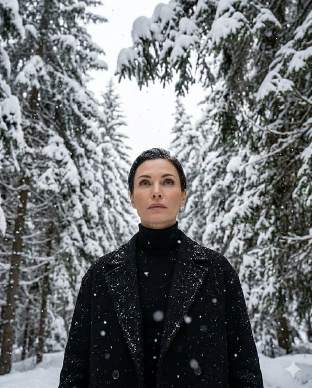 Зимний портрет в хвойном лесу по фото нейросеть