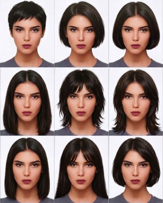 9 образов причёсок по фото нейросеть