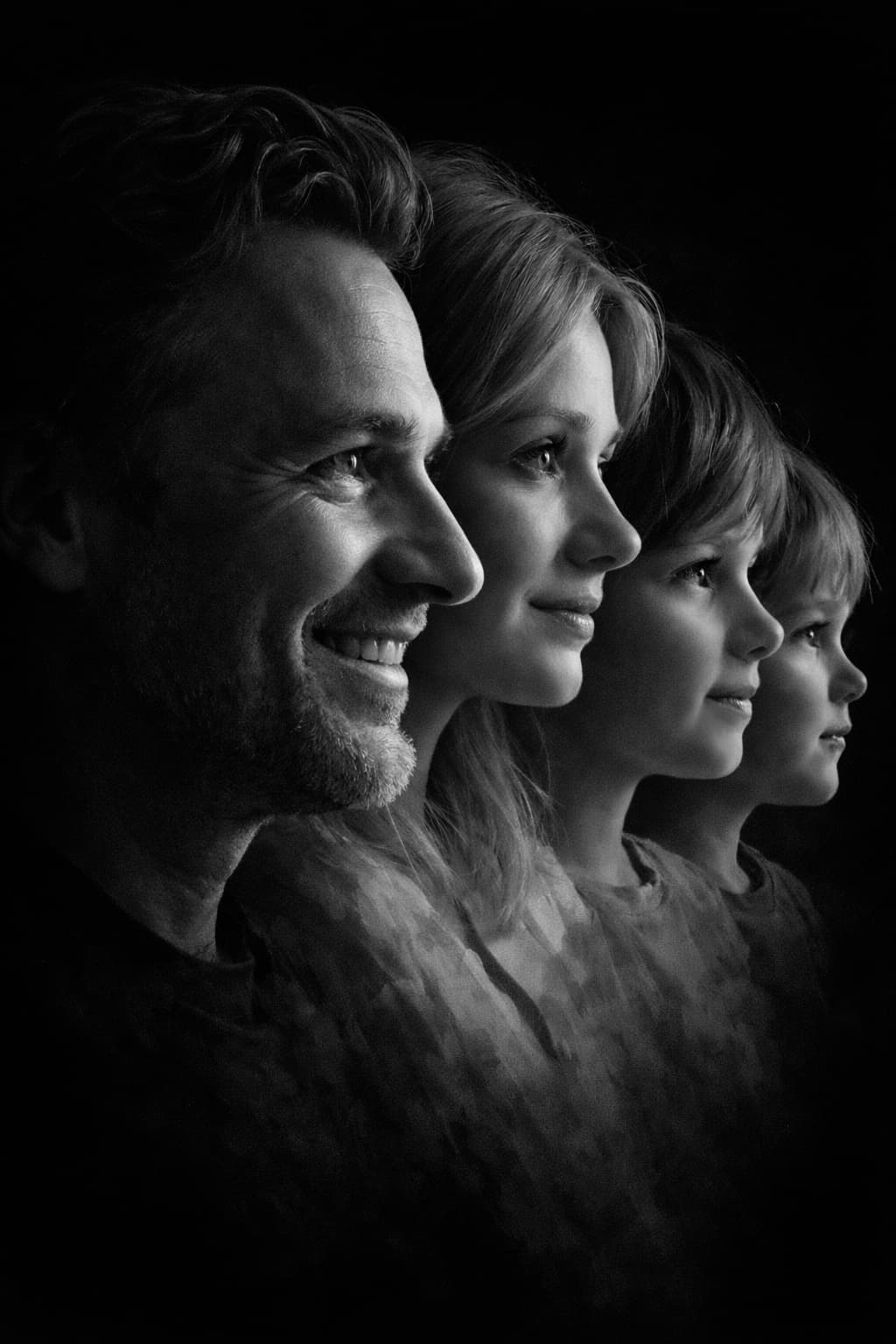 Семейный профильный портрет по фото нейросеть