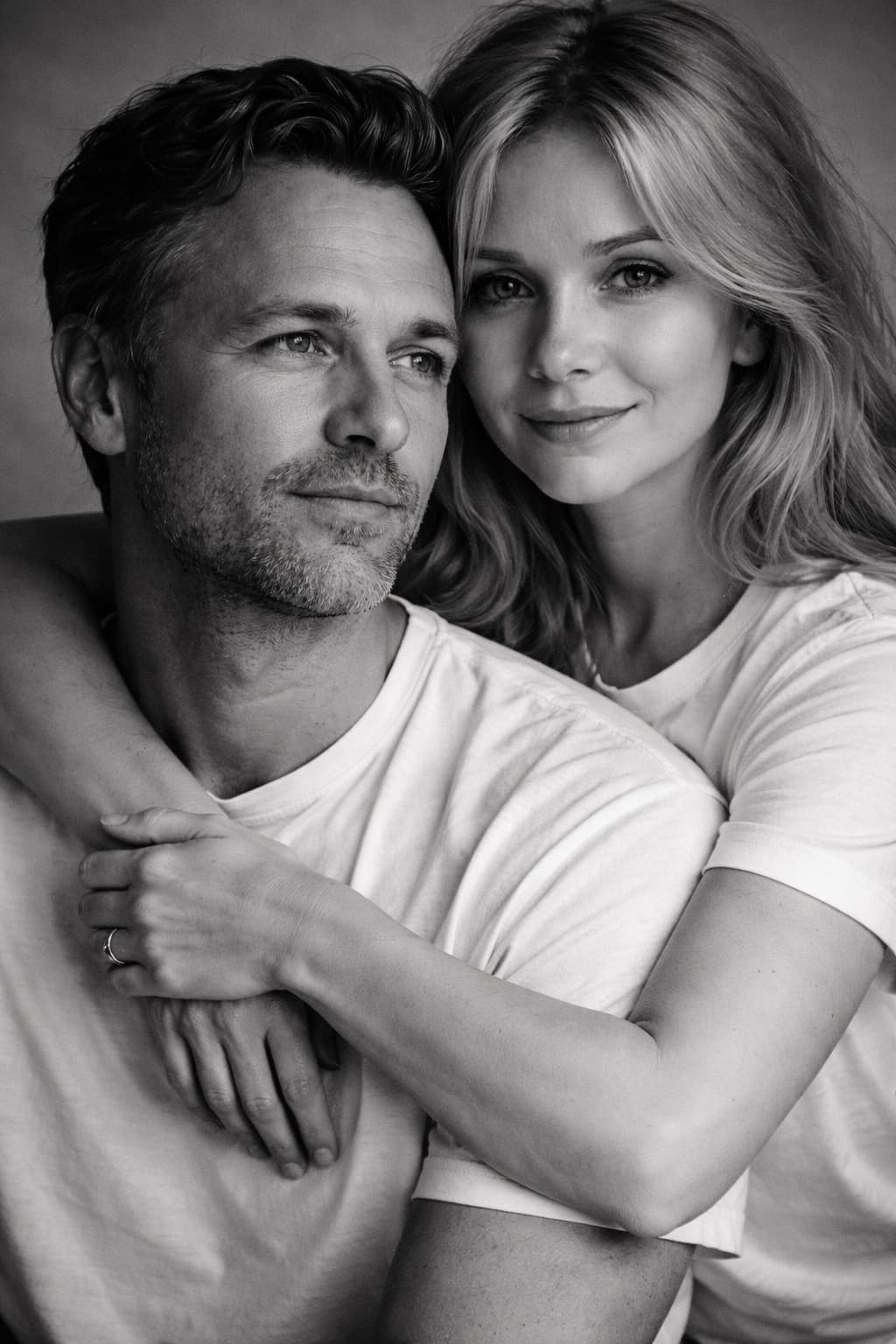 ЧБ-портрет пары по фото нейросеть