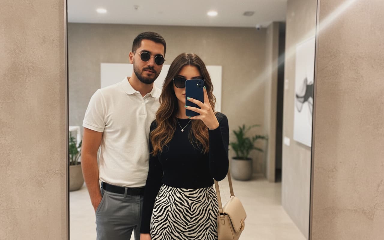 Зеркальное селдфи пары по фото нейросеть