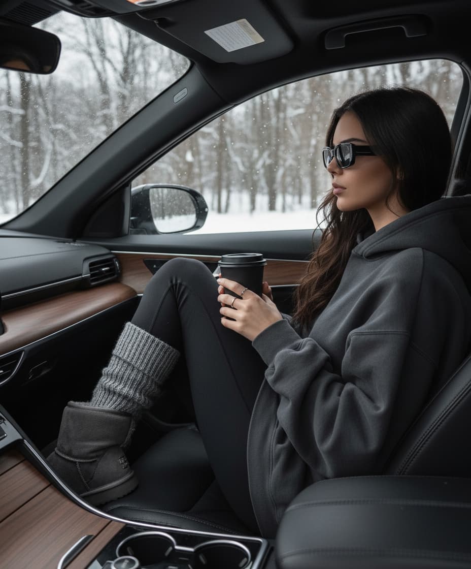 Зимний уют в машине по фото нейросеть